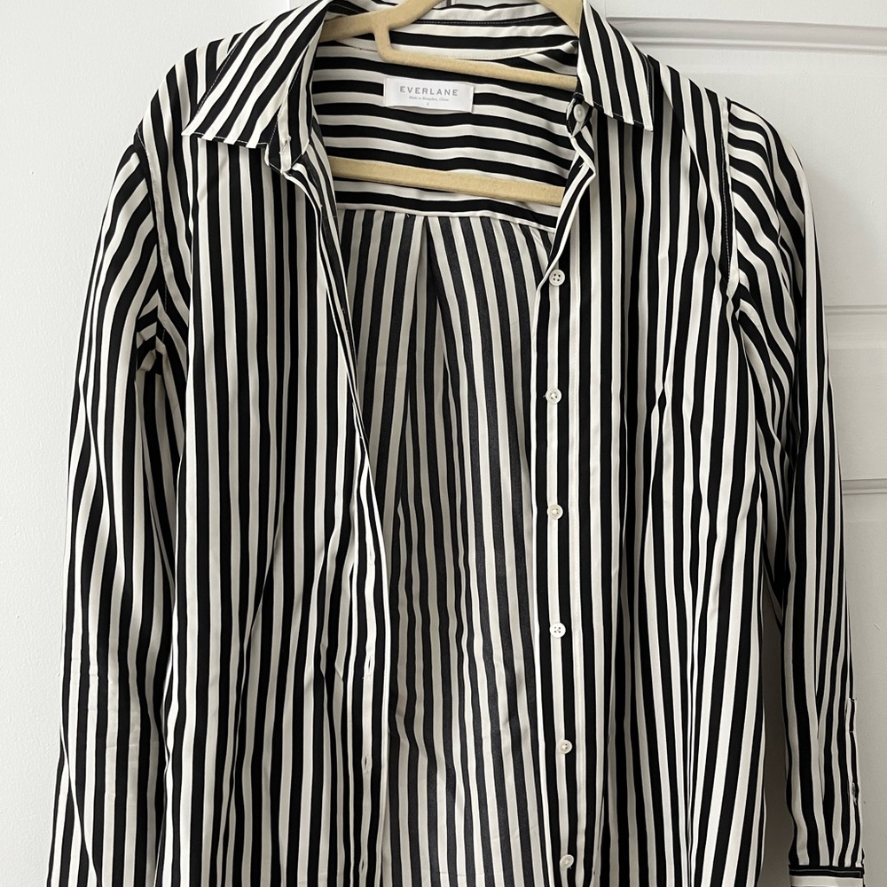 Everlane striped silk button up size 2